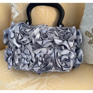 NWT MadBags Silver Fabric Evening Bag